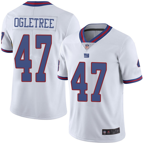 Personalized Giants #47 Alec Ogletree White Men’s Stitched Football Limited Rush Jersey