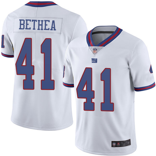 Personalized Giants #41 Antoine Bethea White Men’s Stitched Football Limited Rush Jersey