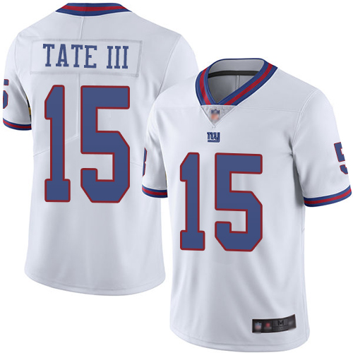 Personalized Giants #15 Golden Tate III White Men’s Stitched Football Limited Rush Jersey