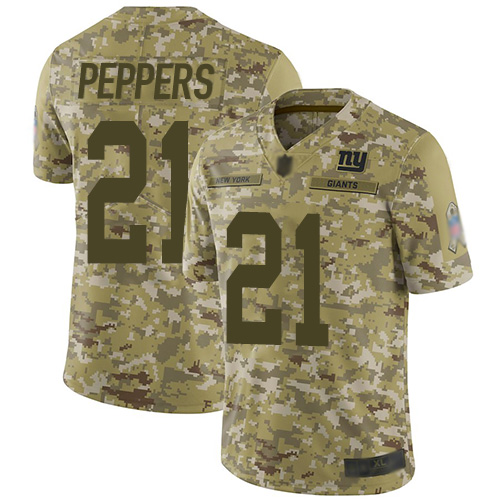 Personalized Giants #21 Jabrill Peppers Camo Men’s Stitched Football Limited 2018 Salute To Service Jersey