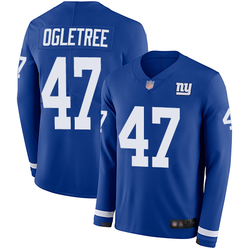 Personalized Giants #47 Alec Ogletree Royal Blue Team Color Men’s Stitched Football Limited Therma Long Sleeve Jersey