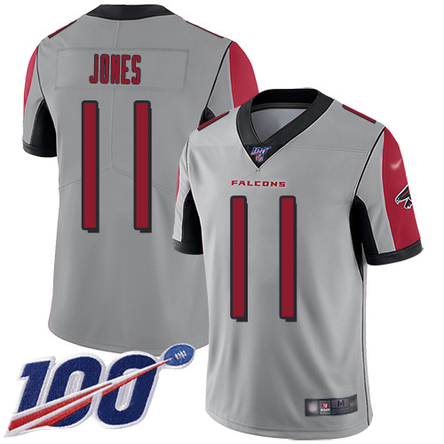 Personalized Falcons #11 Julio Jones Silver Men’s Stitched Football Limited Inverted Legend 100th Season Jersey