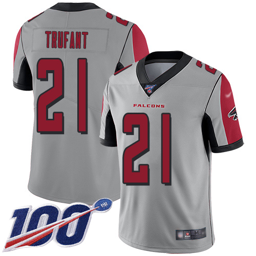 Personalized Falcons #21 Desmond Trufant Silver Men’s Stitched Football Limited Inverted Legend 100th Season Jersey