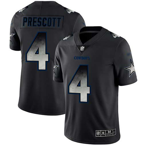 Personalized Cowboys #4 Dak Prescott Black Men’s Stitched Football Untouchable Limited Smoke Fashion Jersey