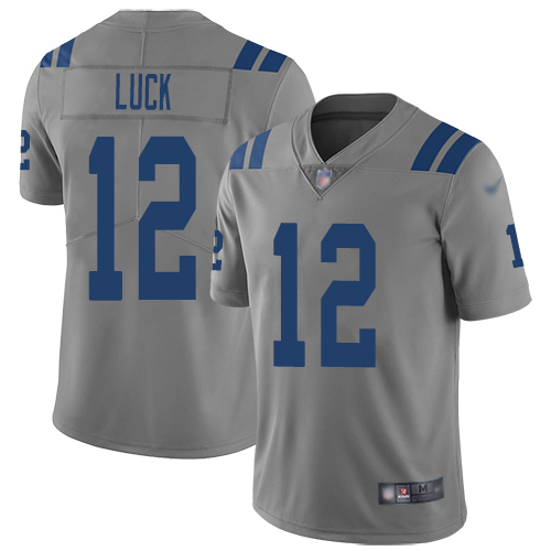Personalized Colts #12 Andrew Luck Gray Men’s Stitched Football Limited Inverted Legend Jersey