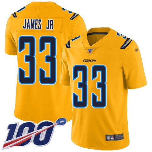 Personalized Chargers #33 Derwin James Jr Gold Men’s Stitched Football Limited Inverted Legend 100th Season Jersey