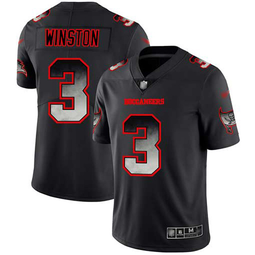 Personalized Buccaneers #3 Jameis Winston Black Men’s Stitched Football Untouchable Limited Smoke Fashion Jersey