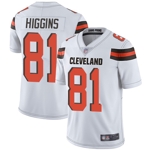 Personalized Browns #81 Rashard Higgins White Men’s Stitched Football Untouchable Limited Jersey