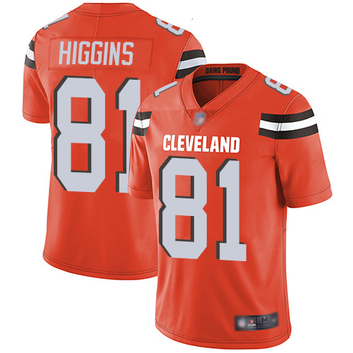 Personalized Browns #81 Rashard Higgins Orange Alternate Men’s Stitched Football Untouchable Limited Jersey