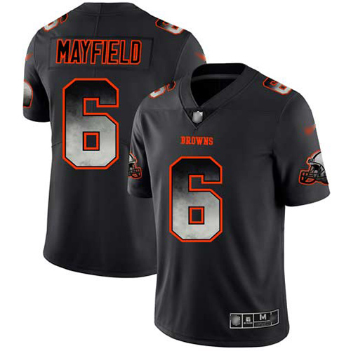Personalized Browns #6 Baker Mayfield Black Men’s Stitched Football Untouchable Limited Smoke Fashion Jersey