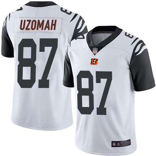 Personalized Bengals #87 C.J. Uzomah White Men’s Stitched Football Limited Rush Jersey