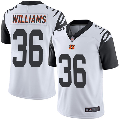 Personalized Bengals #36 Shawn Williams White Men’s Stitched Football Limited Rush Jersey