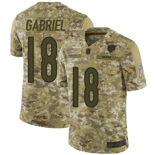 Personalized Bears #18 Taylor Gabriel Camo Men’s Stitched Football Limited 2018 Salute To Service Jersey