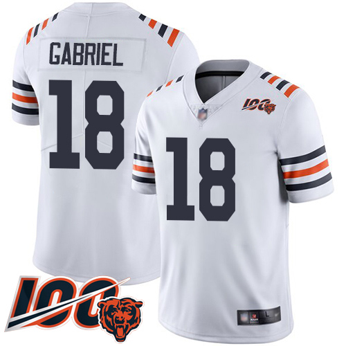 Personalized Bears #18 Taylor Gabriel White Alternate Men’s Stitched Football Untouchable Limited 100th Season Jersey