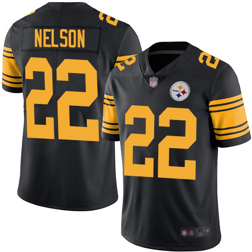 Personalized Men Pittsburgh Steelers #22 Steven Nelson Black Rush Untouchable Limited Jersey
