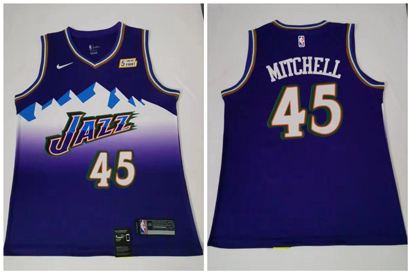 Personalized Jazz 45 Donovan Mitchell Purple Swingman Jersey