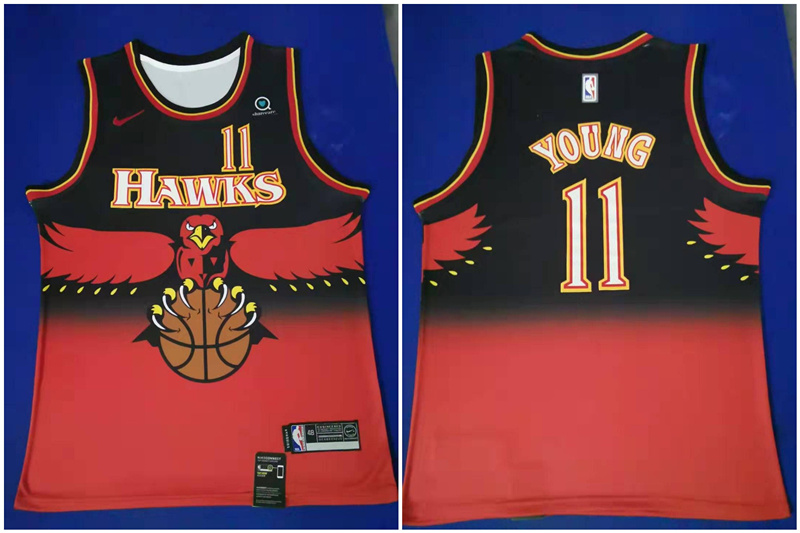 Personalized Hawks 11 Trae Young Red Throwback Swingman Jersey