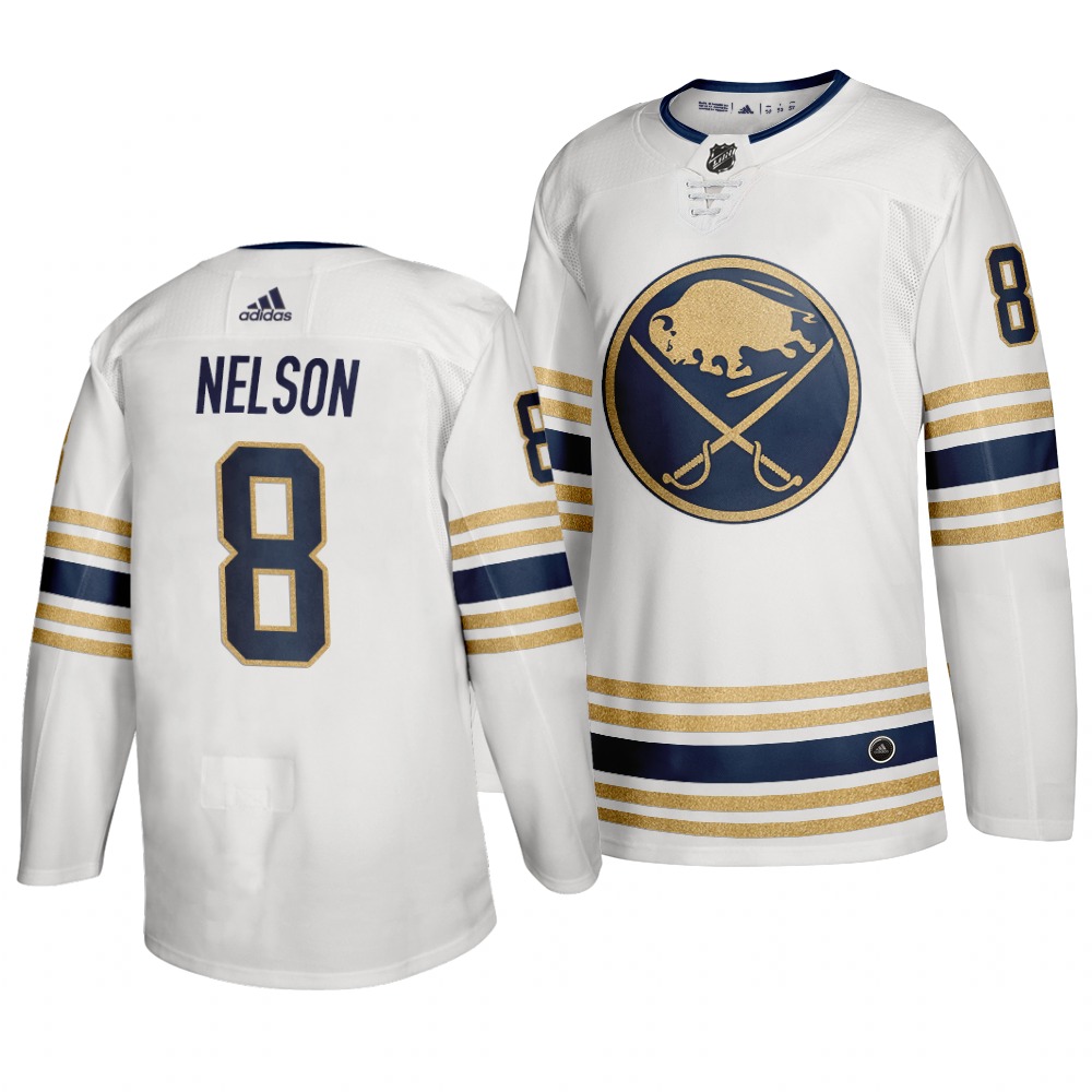 Personalized Sabres 8 Casey Nelson White 50th Anniversary Jersey