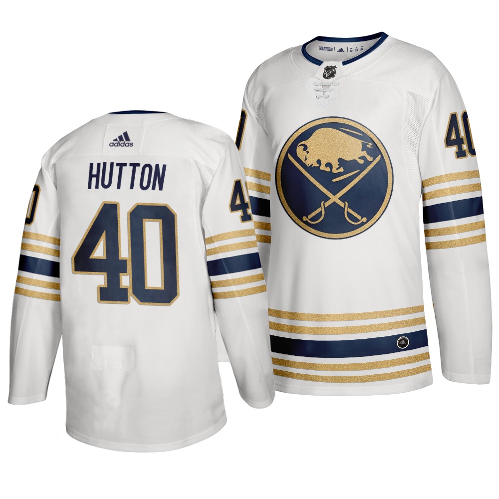Personalized Sabres 40 Carter Hutton White 50th Anniversary Jersey