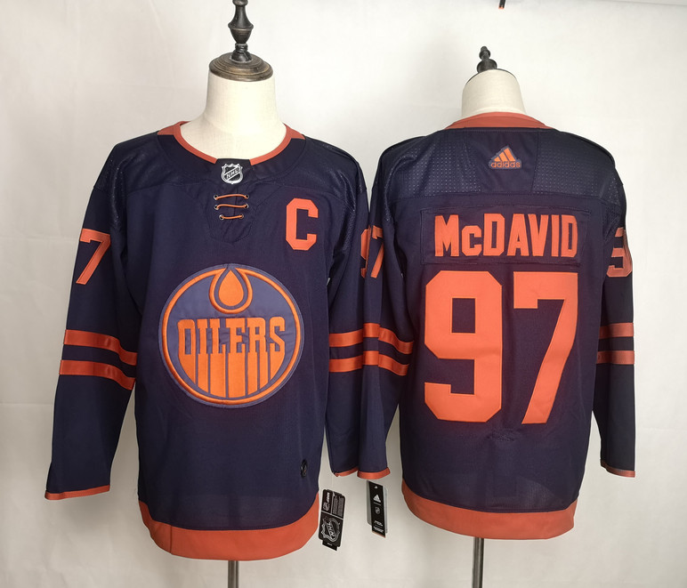 Personalized Oilers 97 Connor McDavid Navy 50th Anniversary Jersey