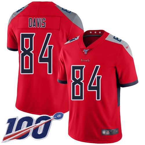 Personalized Titans #84 Corey Davis Red Men’s Stitched Football Limited Inverted Legend 100th Season Jersey