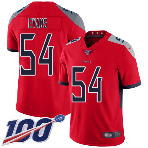 Personalized Titans #54 Rashaan Evans Red Men’s Stitched Football Limited Inverted Legend 100th Season Jersey