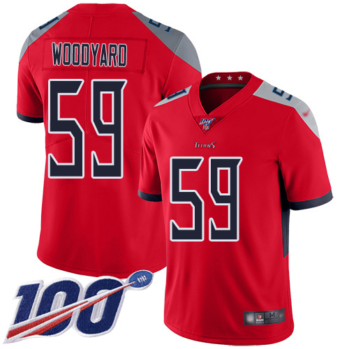 Personalized Titans #59 Wesley Woodyard Red Men’s Stitched Football Limited Inverted Legend 100th Season Jersey