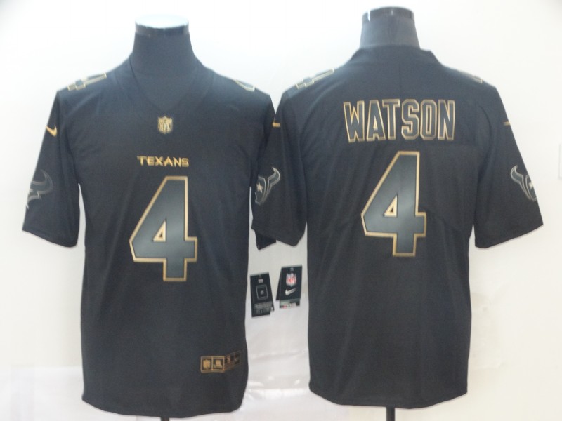 Personalized Texans 4 Deshaun Watson Black Gold Untouchable Limited Jersey