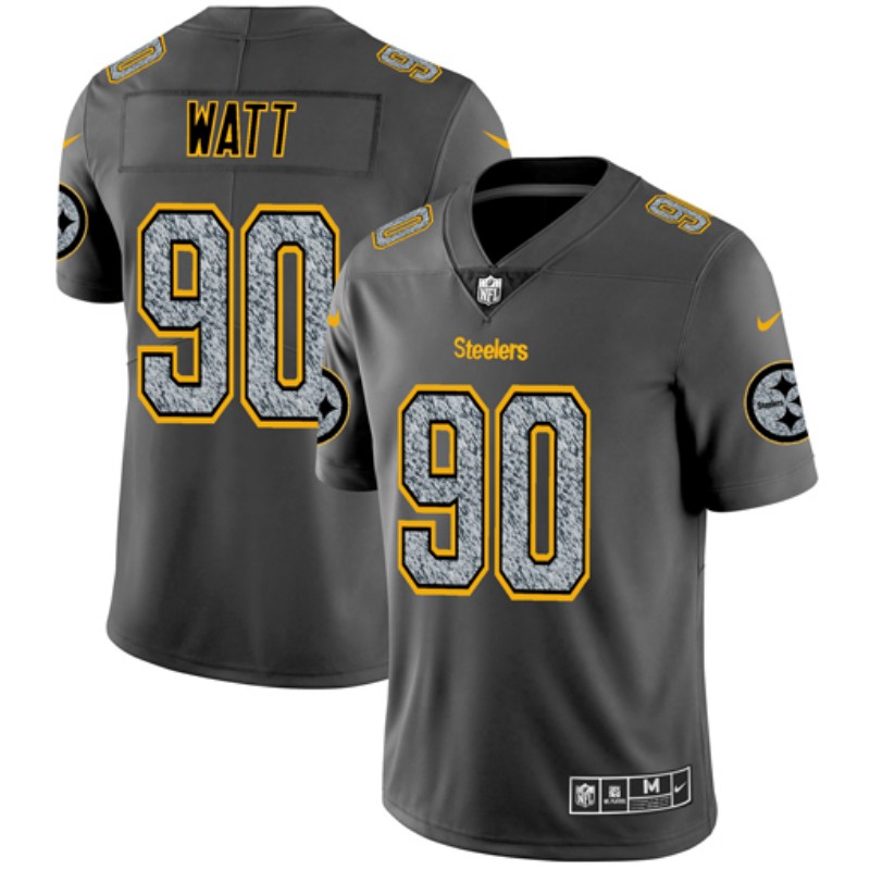 Personalized Steelers 90 T.J. Watt Gray Camo Untouchable Limited Jersey