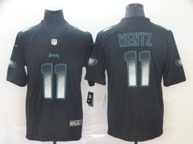 Personalized Eagles 11 Carson Wentz Black Arch Smoke Untouchable Limited Jersey