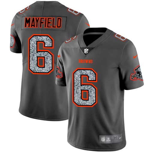 Personalized Browns 6 Baker Mayfield Gray Camo Untouchable Limited Jersey