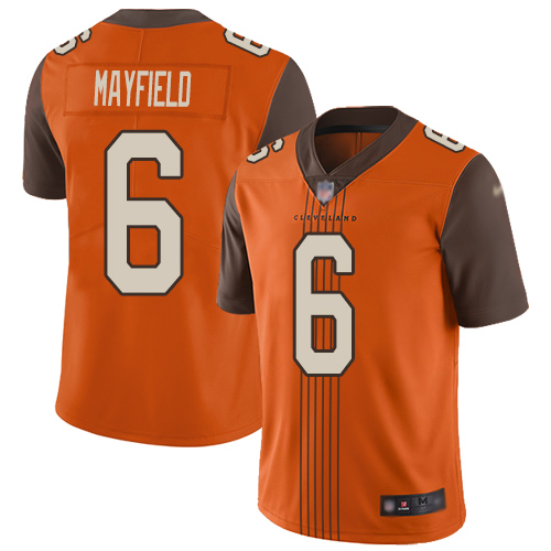 Personalized Browns #6 Baker Mayfield Orange Alternate Men’s Stitched Football Limited City Edtion Jersey