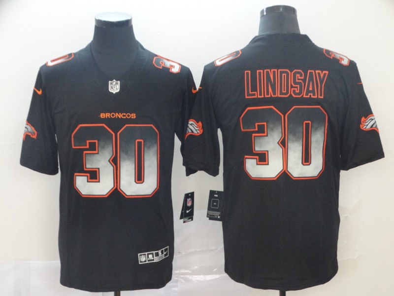 Personalized Broncos 30 Phillip Lindsay Black Arch Smoke Untouchable Limited Jersey