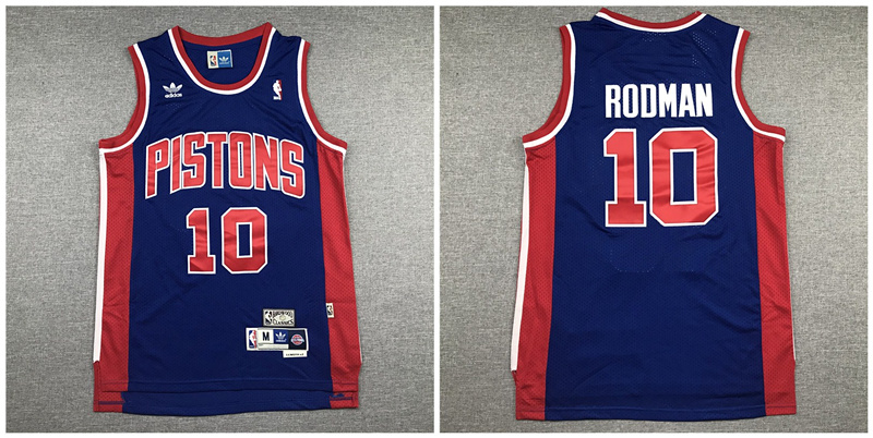 Personalized Pistons 10 Dennis Rodman Navy Hardwood Classics Jersey