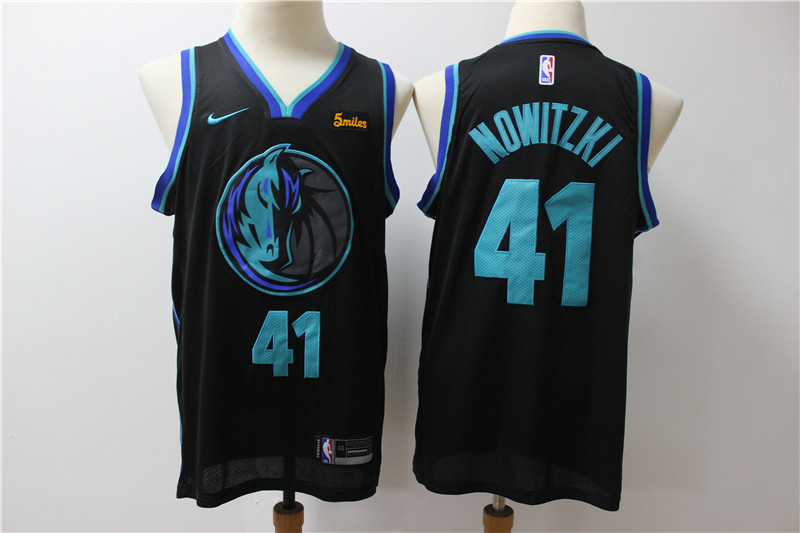 Personalized Mavericks 41 Dirk Nowitzki Black City Edition Swingman Jersey