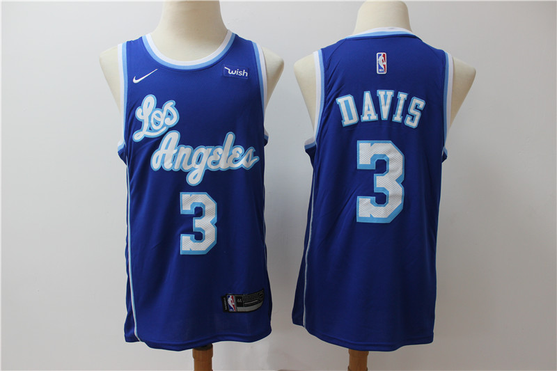 Personalized Lakers 3 Anthony Davis Blue Swingman Jersey