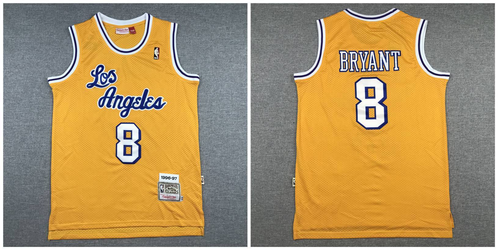 Personalized Lakers 8 Kobe Bryant Yellow 1996-97 Hardwood Classics Swingman Jersey