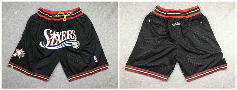 Personalized 76ers Black Just Don Throwback Mesh Shorts