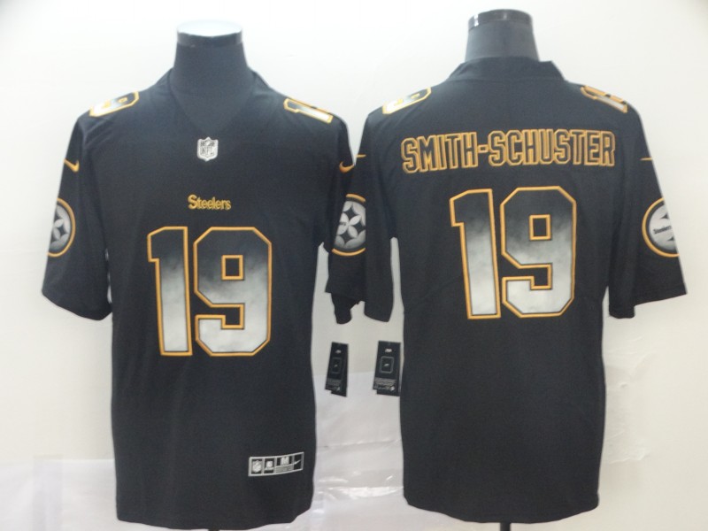 Personalized Steelers 19 JuJu Smith-Schuster Black Arch Smoke Untouchable Limited Jersey