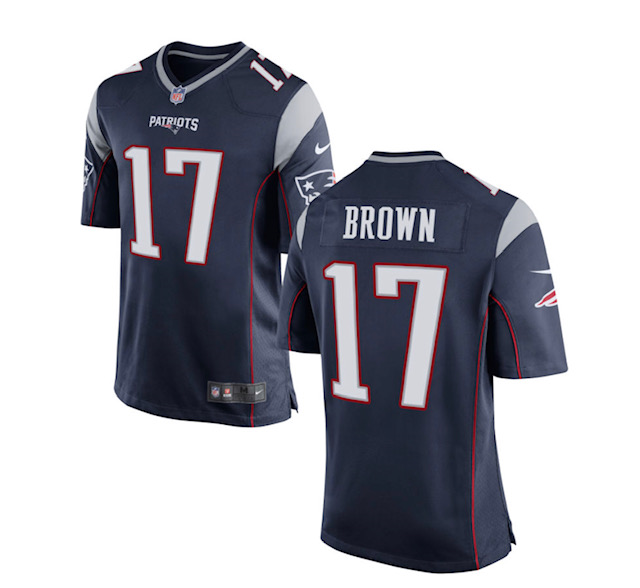 Personalized Patriots #17 Antonio Brown Navy Blue Limited Jersey