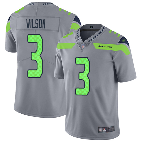 Personalized Seahawks #3 Russell Wilson Gray Youth Stitched Football Limited Inverted Legend Jersey