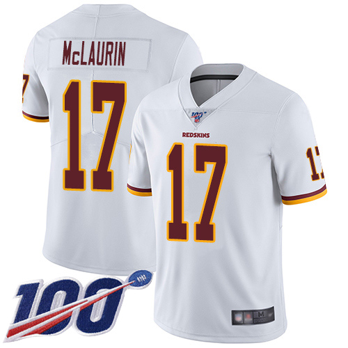 Personalized Redskins #17 Terry McLaurin White Youth Stitched Football 100th Season Limited Jersey