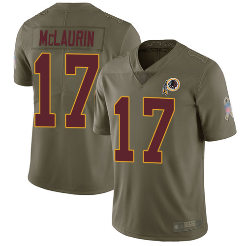 Personalized Redskins #17 Terry McLaurin Olive Youth Stitched Football Limited 2017 Salute to Service Jersey