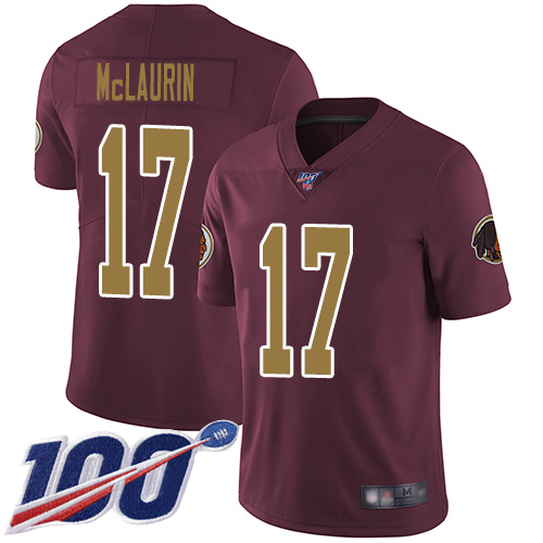 Personalized Redskins #17 Terry McLaurin Burgundy Red Alternate Youth Stitched Football 100th Season Limited Jersey