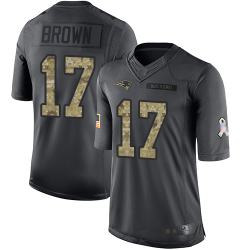 Personalized Patriots #17 Antonio Brown Black Youth Stitched Football Limited 2016 Salute to Service Jersey