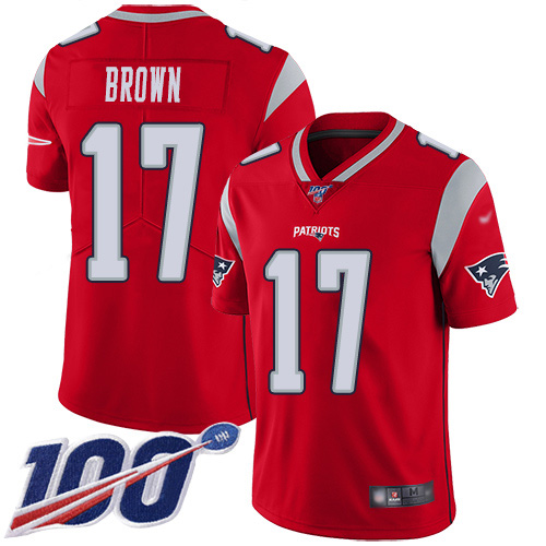 Personalized Patriots #17 Antonio Brown Red Youth Stitched Football Limited Inverted Legend 100th Season Jersey