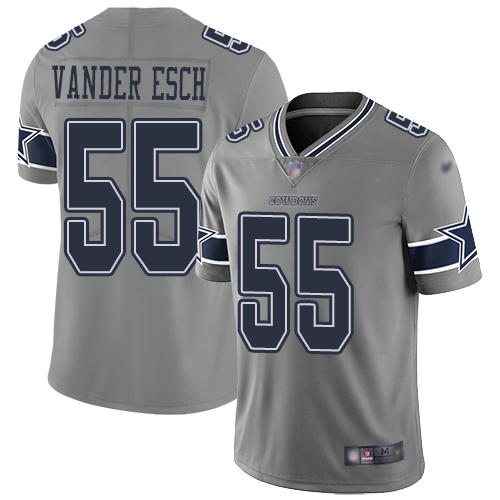 Personalized Cowboys #55 Leighton Vander Esch Gray Youth Stitched Football Limited Inverted Legend Jersey