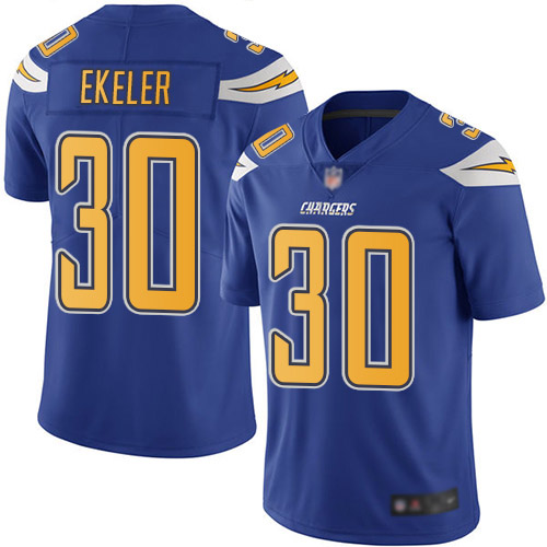 Personalized Chargers #30 Austin Ekeler Electric Blue Youth Stitched Football Limited Rush Jersey