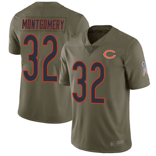 Personalized Bears #32 David Montgomery Olive Youth Stitched Football Limited 2017 Salute to Service Jersey