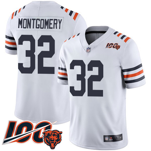 Personalized Bears #32 David Montgomery White Alternate Youth Stitched Football Untouchable Limited 100th Season Jersey